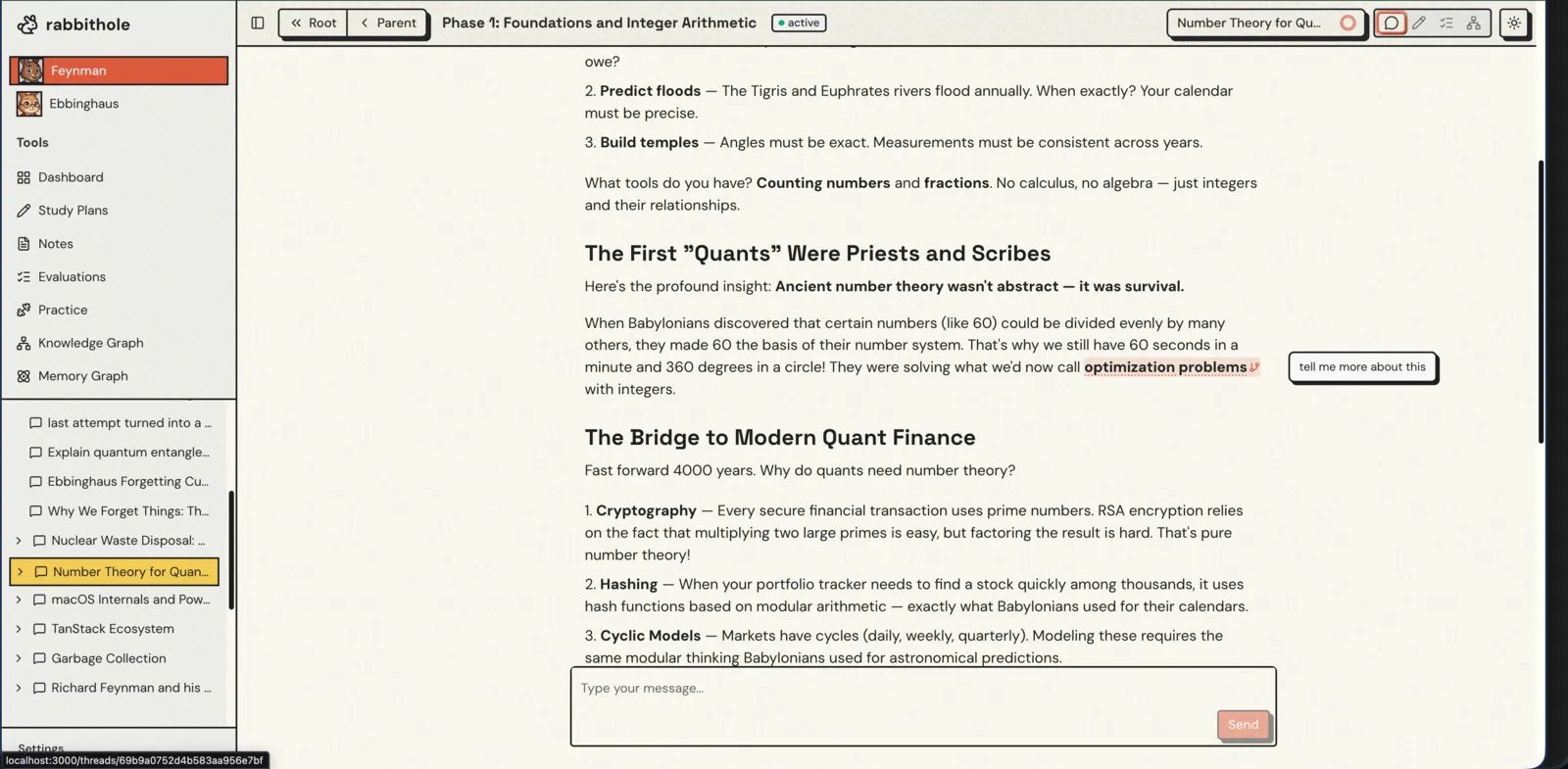 Branching into a rabbit hole mid-conversation